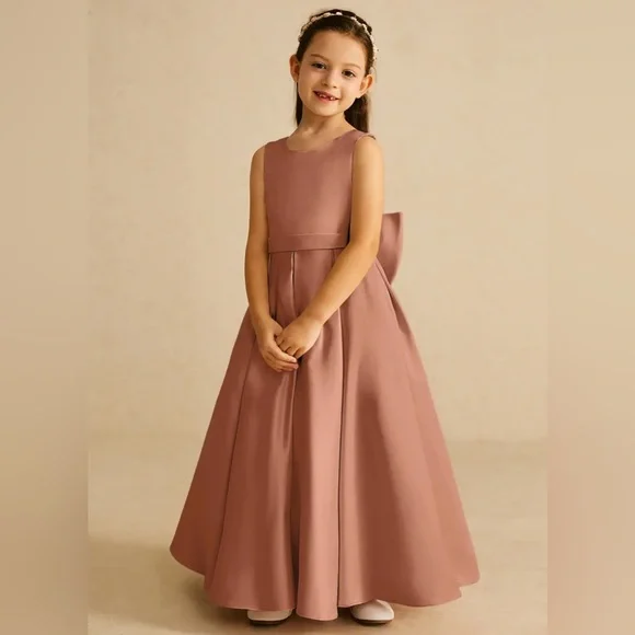 Azazie A-Line Bow Matte Satin Dress - Picture 1 of 9